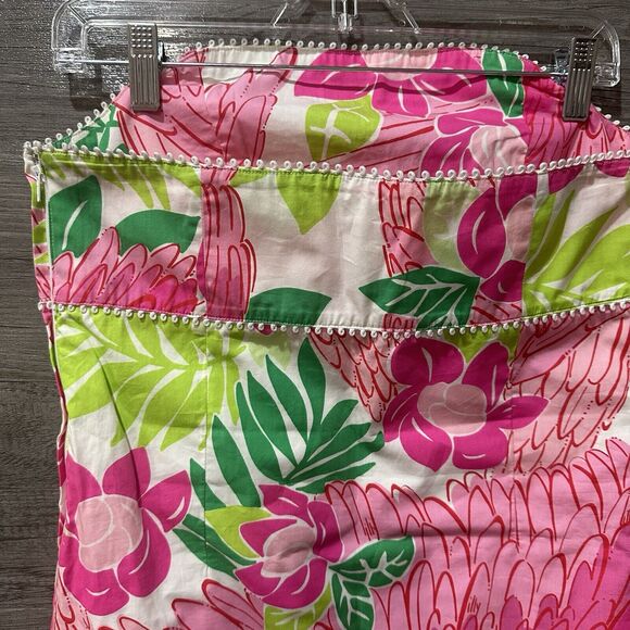 Lilly Pulitzer Pink Strapless A-Line Mini Dress Port Of Caw Parrot Size 14 XS - Picture 9 of 11